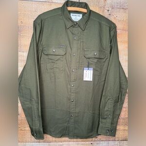 NWT Poncho Men’s Slim Fit Long Sleeve Shirt Small Green Magnetic Pockets Cowboy